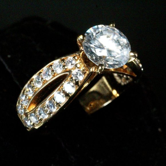 Sterling Silver New Mint QVC CZ Vermeil Ring - Picture 4 of 7